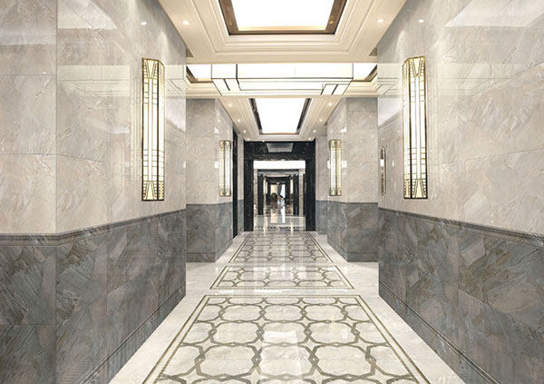 金艾陶全拋釉瓷磚:格蘭石KYP8067過道效果圖