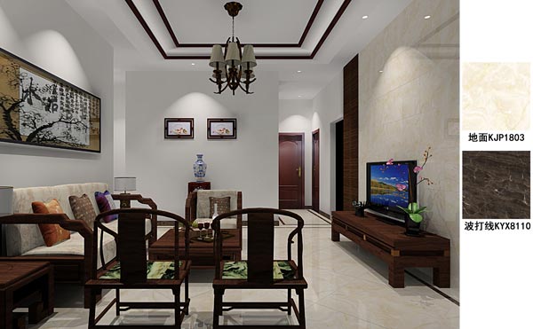 金艾陶瓷磚應(yīng)用效果：徐州開(kāi)元翡翠灣G戶(hù)型裝修效果鑒賞