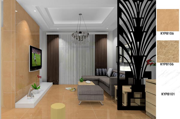 金艾陶瓷磚應(yīng)用效果：大瀝碧桂園·華府02戶型裝修效果鑒賞