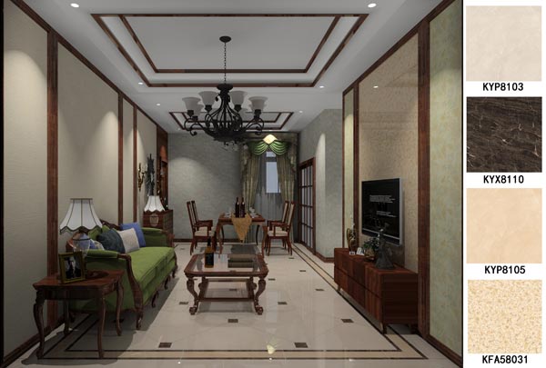 金艾陶瓷磚應(yīng)用效果：大瀝碧桂園·華府01戶型裝修效果鑒賞