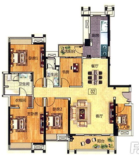 新中式風(fēng)格將現(xiàn)代元素和傳統(tǒng)元素結(jié)合在一起，以現(xiàn)代人的審美需求來打造富有傳統(tǒng)韻味的事物，讓傳統(tǒng)藝術(shù)在當(dāng)今社會得到合適的體現(xiàn)。本單元很巧妙的運用了9面通體大理石瓷磚羅馬砂巖系列KA9M001淺灰，不起眼的灰色，內(nèi)斂而含蓄，與改良后的中式家具完美搭配，整個空間經(jīng)典而高雅的復(fù)古風(fēng)情，同時具備著現(xiàn)代的時尚感！